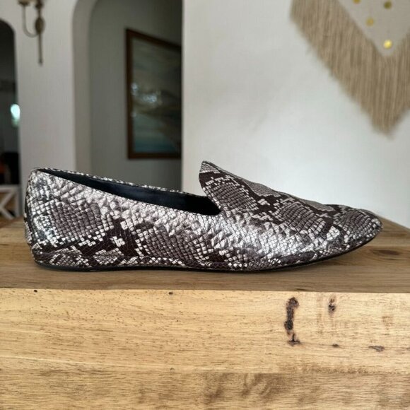 Vince Paz Venetian Grey Cream Genuine Snake Skin Leather Flat Loafers Size 8.5 - Picture 6 of 15